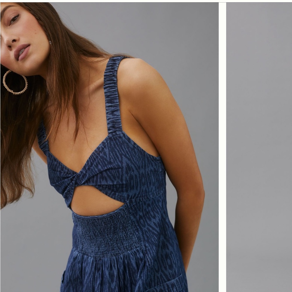 Elegant Anthropologie Blue Sleeveless Dress